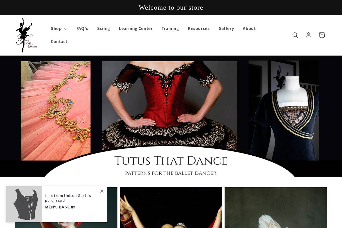 tutusthatdance.com homepage screenshot