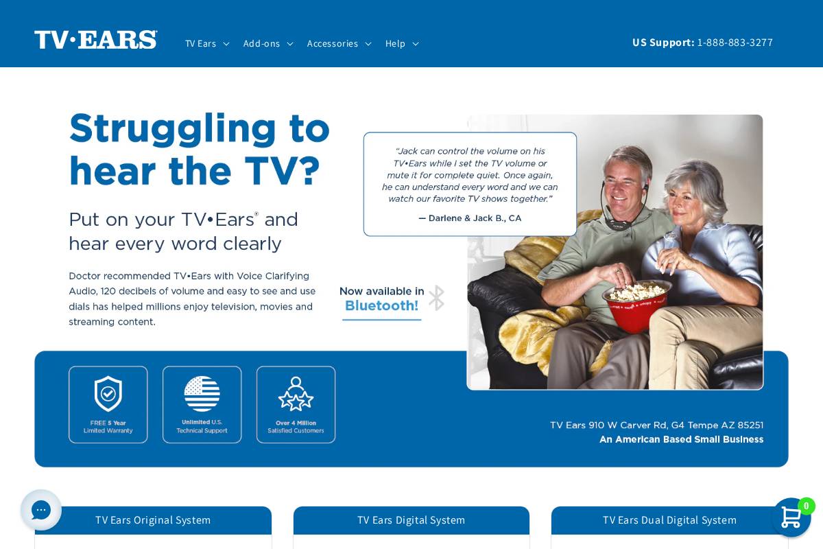TV Ears homepage screenshot