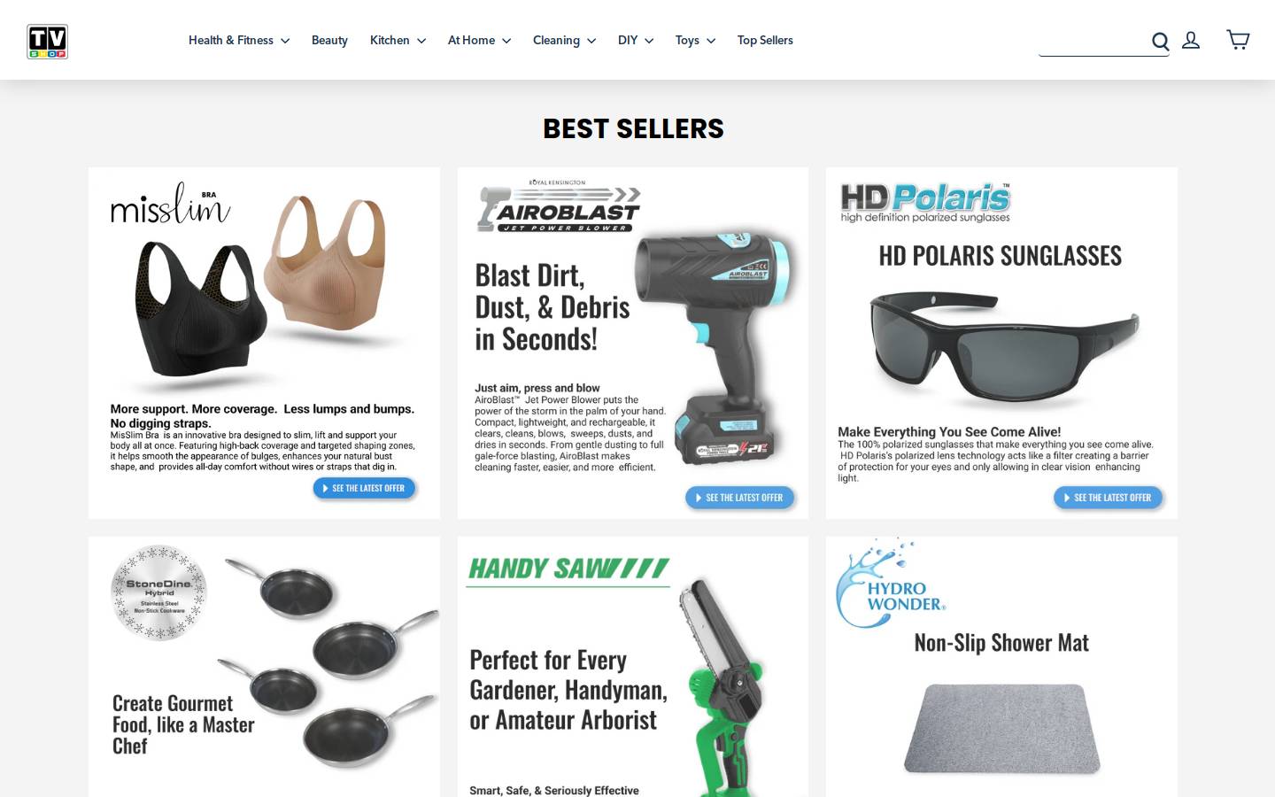 Tvshop homepage screenshot
