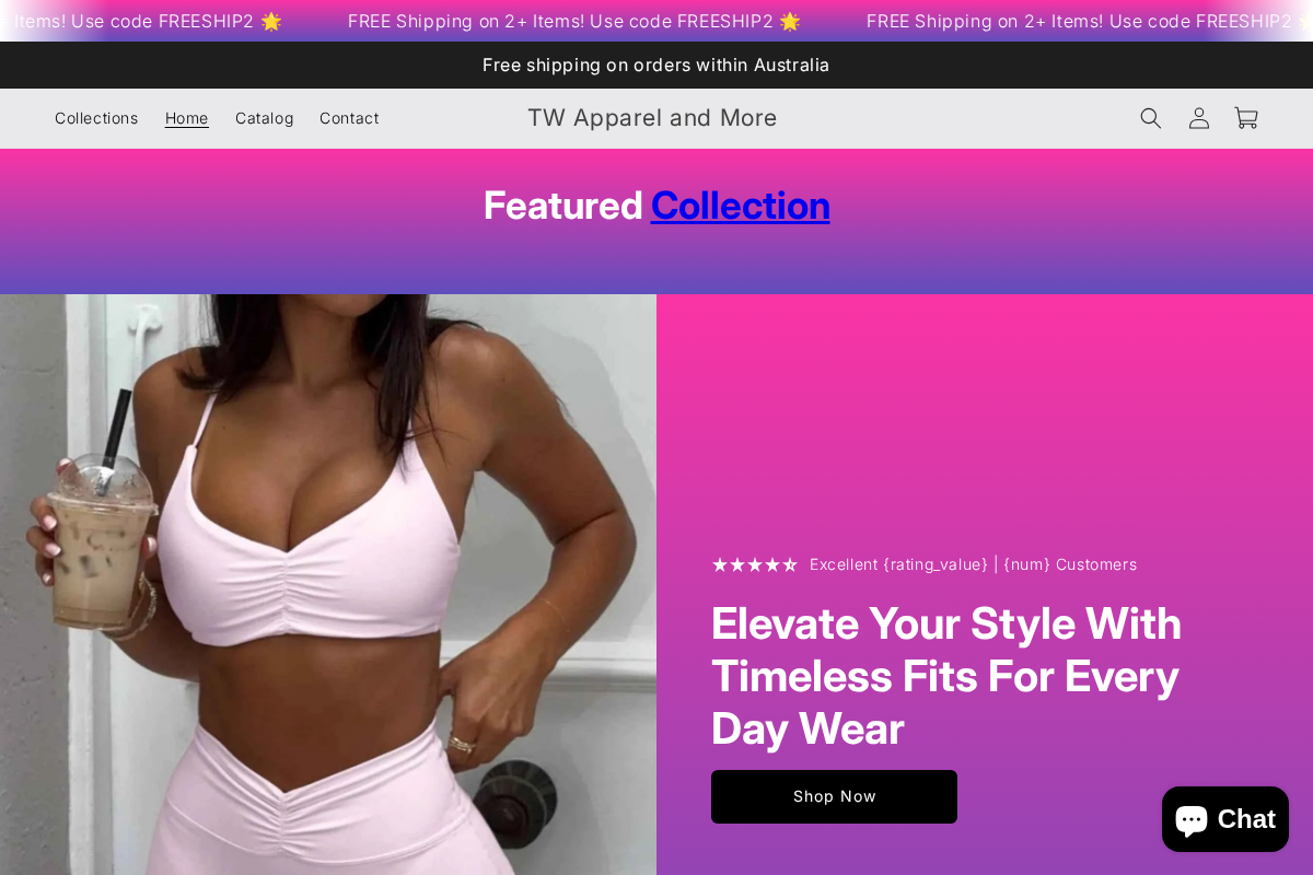 TW Apparel and More homepage screenshot