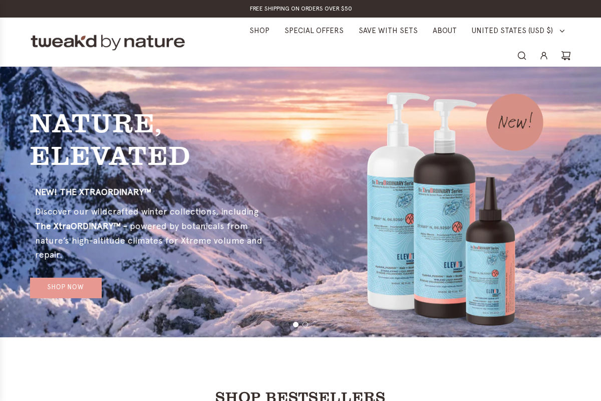 Tweak'd by Nature homepage screenshot