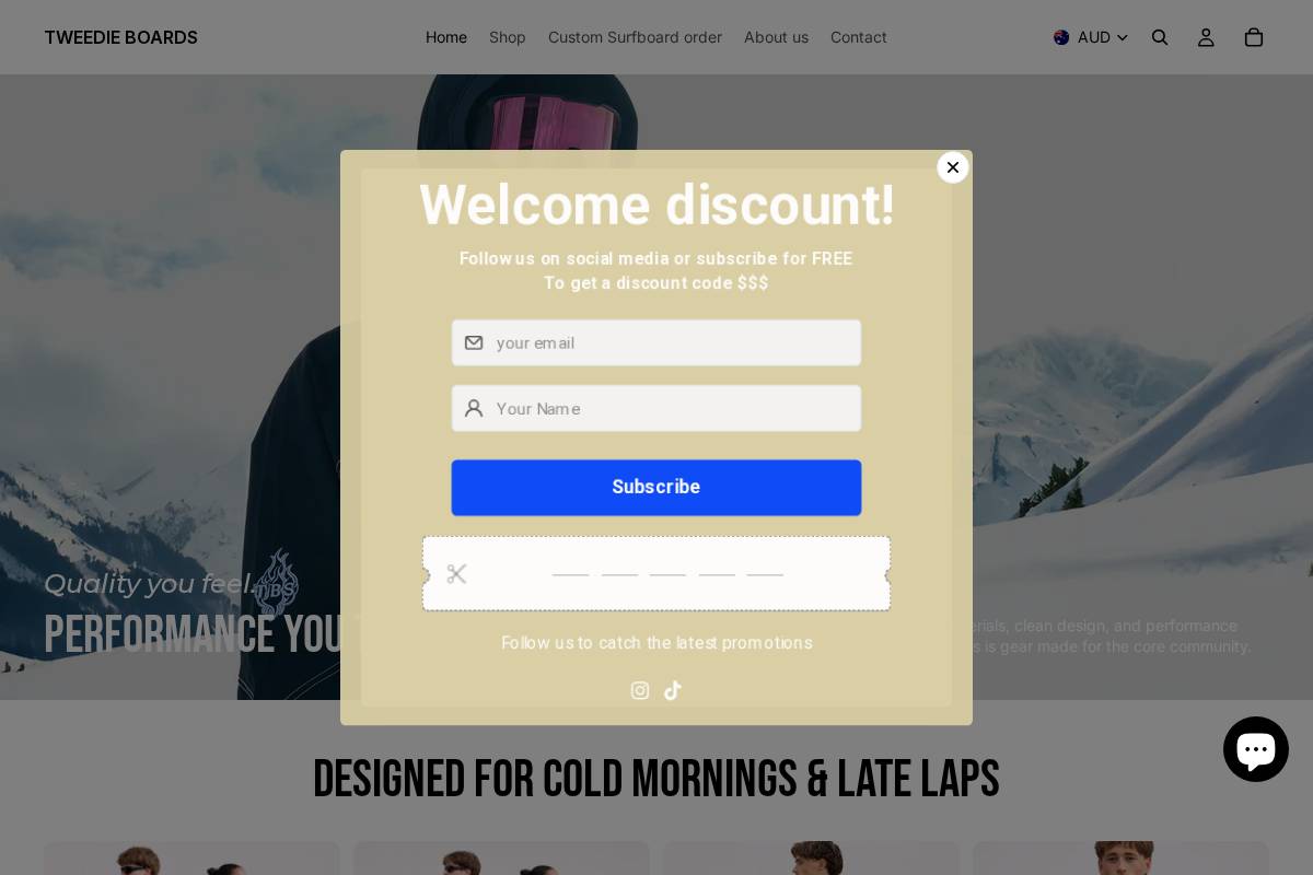 tweedieboards.com homepage screenshot
