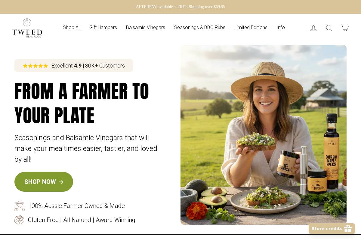 tweedrealfood.com homepage screenshot