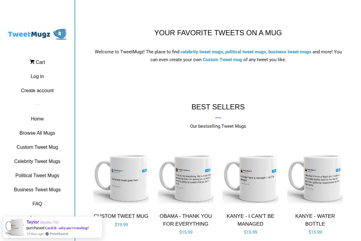 tweetmugz.com homepage screenshot
