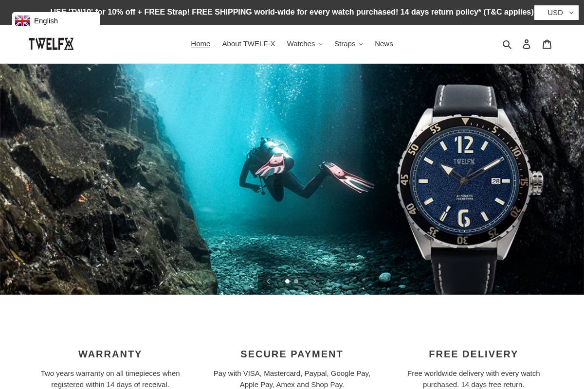 twelfx.com homepage screenshot