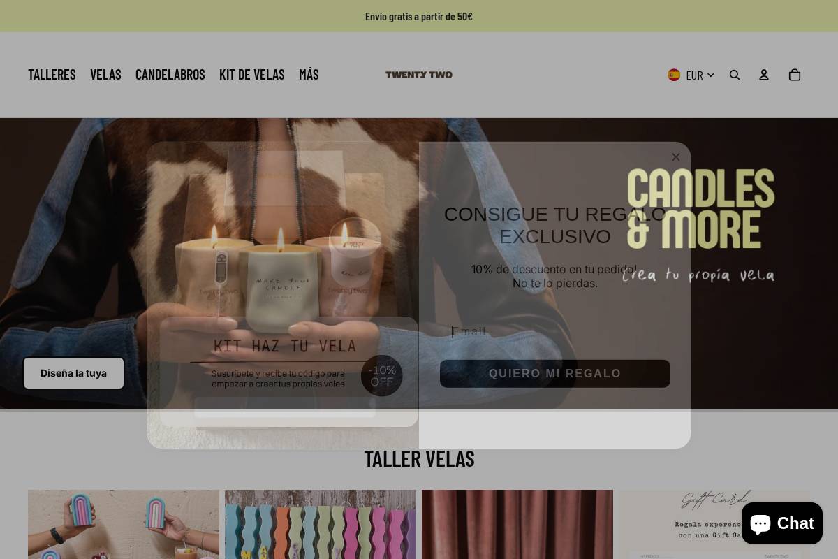 twentytwostore.com homepage screenshot