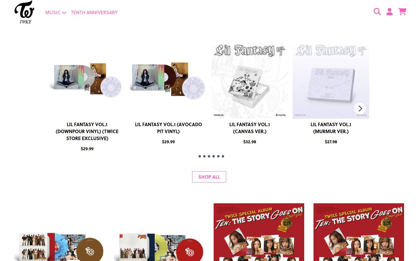 Twiceshop homepage screenshot