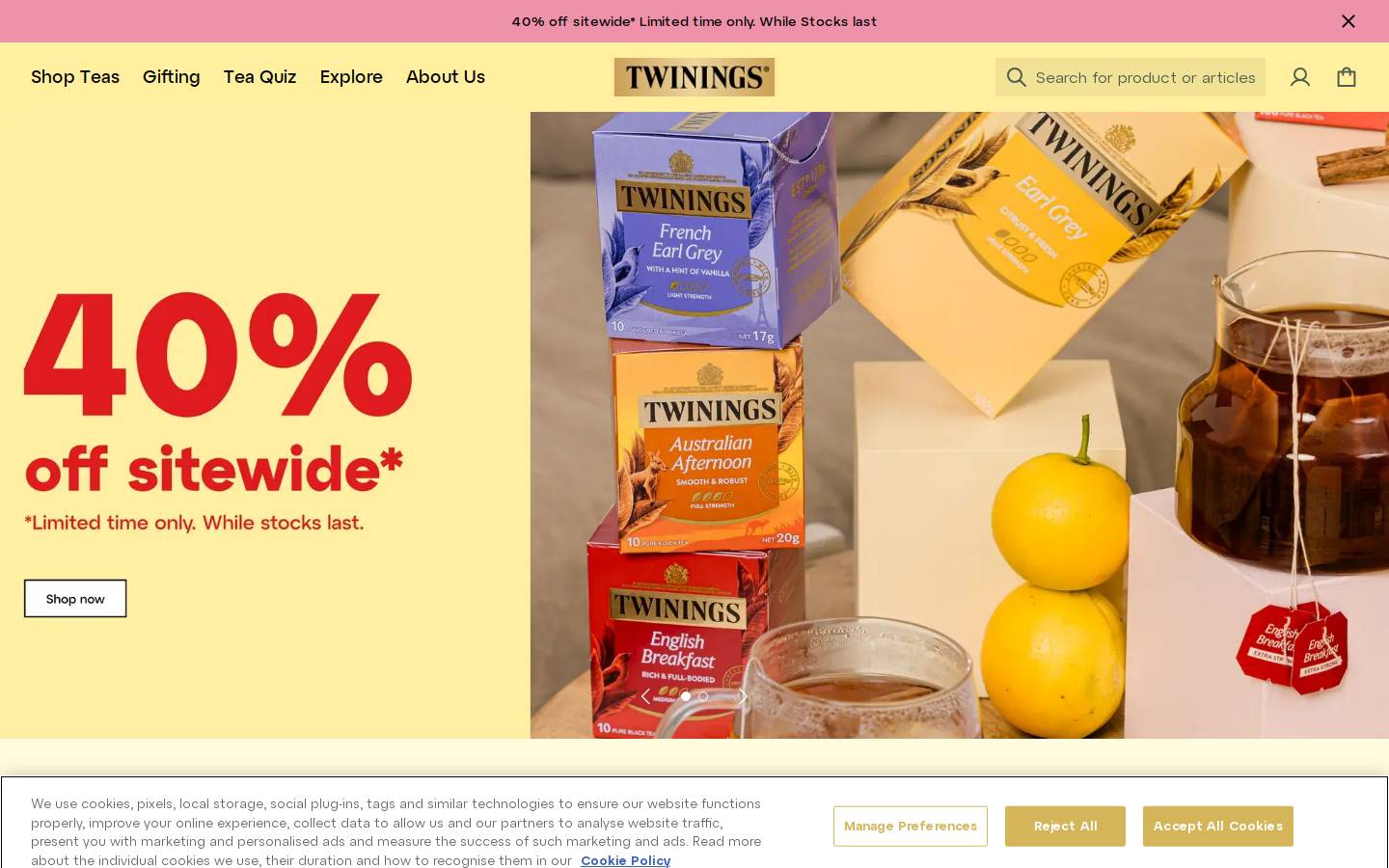 Twinings homepage screenshot