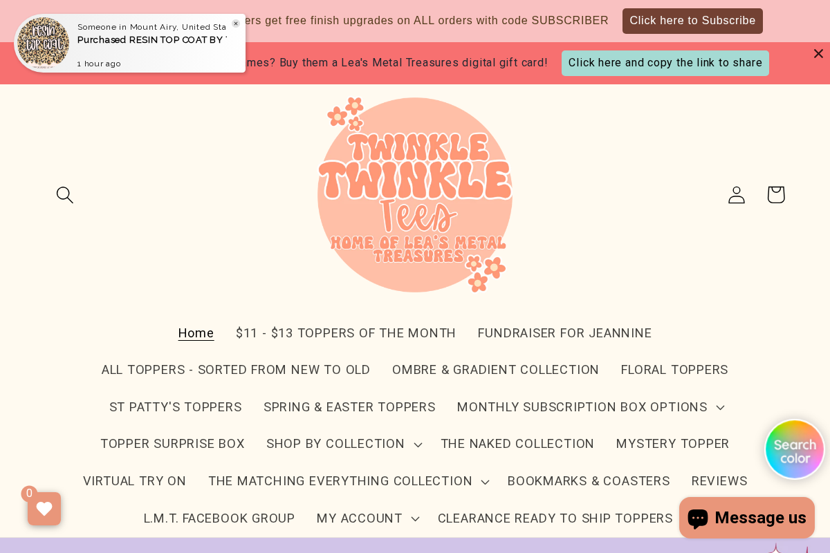 Twinkle Twinkle Tees homepage screenshot