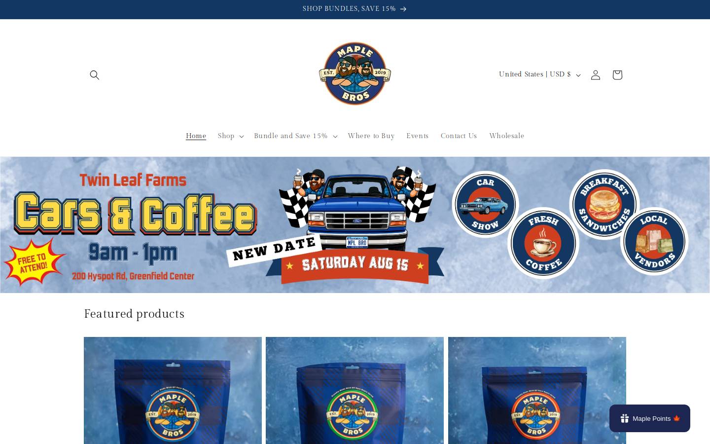 twinleaffarms.com homepage screenshot
