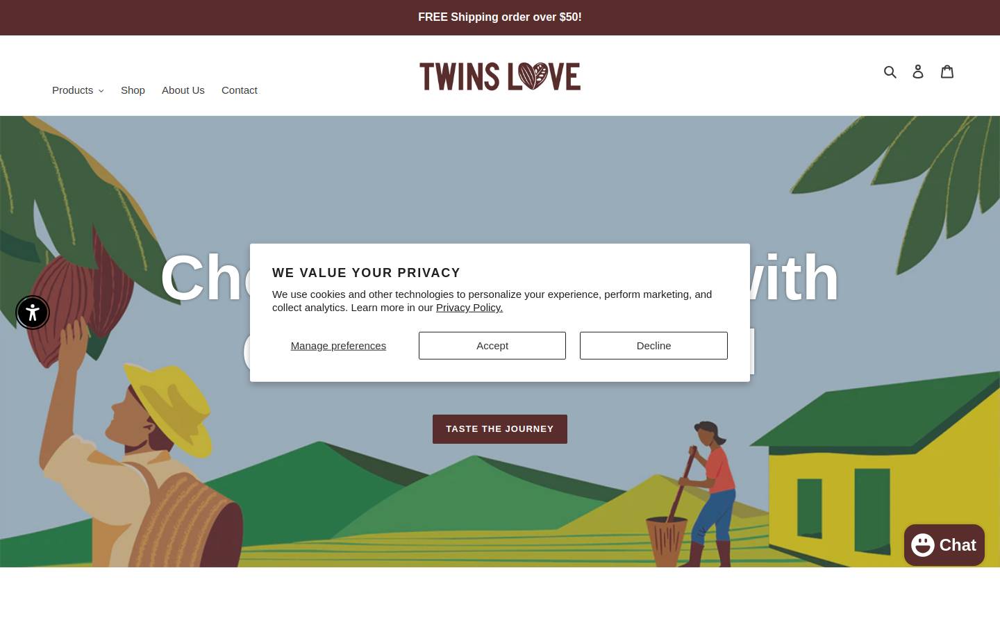 twinslovechocolate.com homepage screenshot