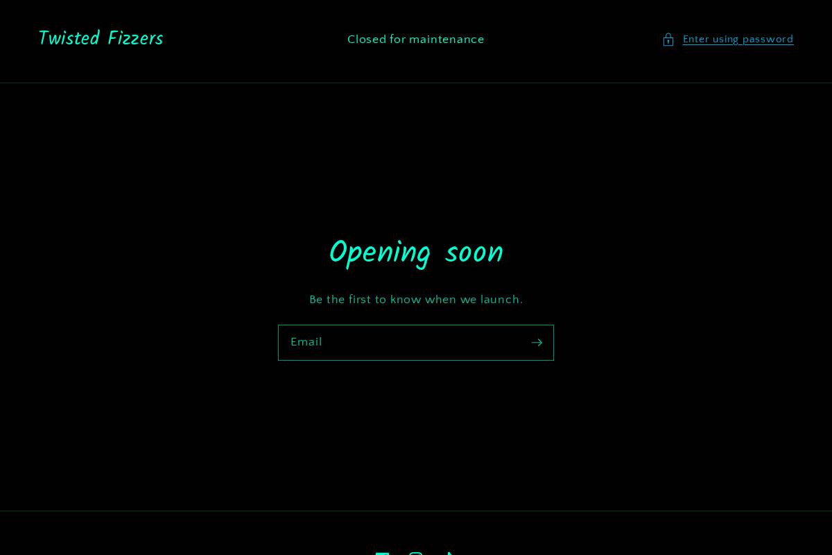 twistedfizzers.com homepage screenshot