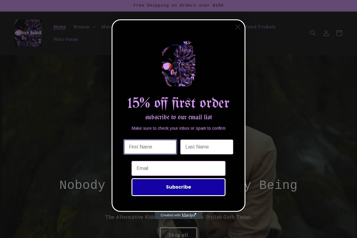 twistedhabits.com homepage screenshot