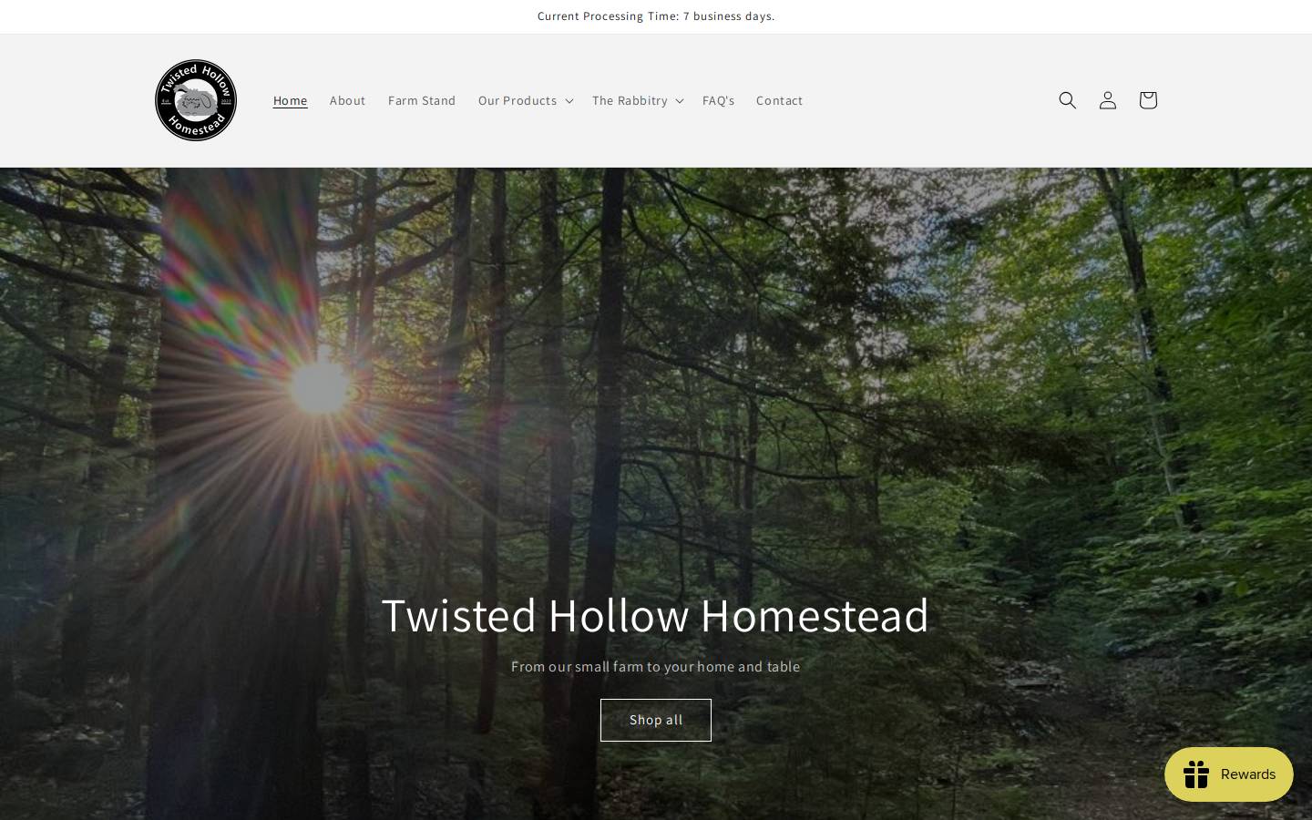 twistedhollowhomestead.com homepage screenshot