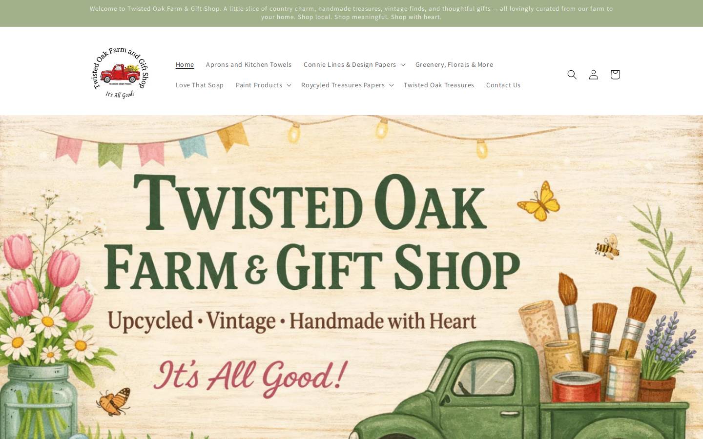 twistedoakfarmandgiftshop.com homepage screenshot