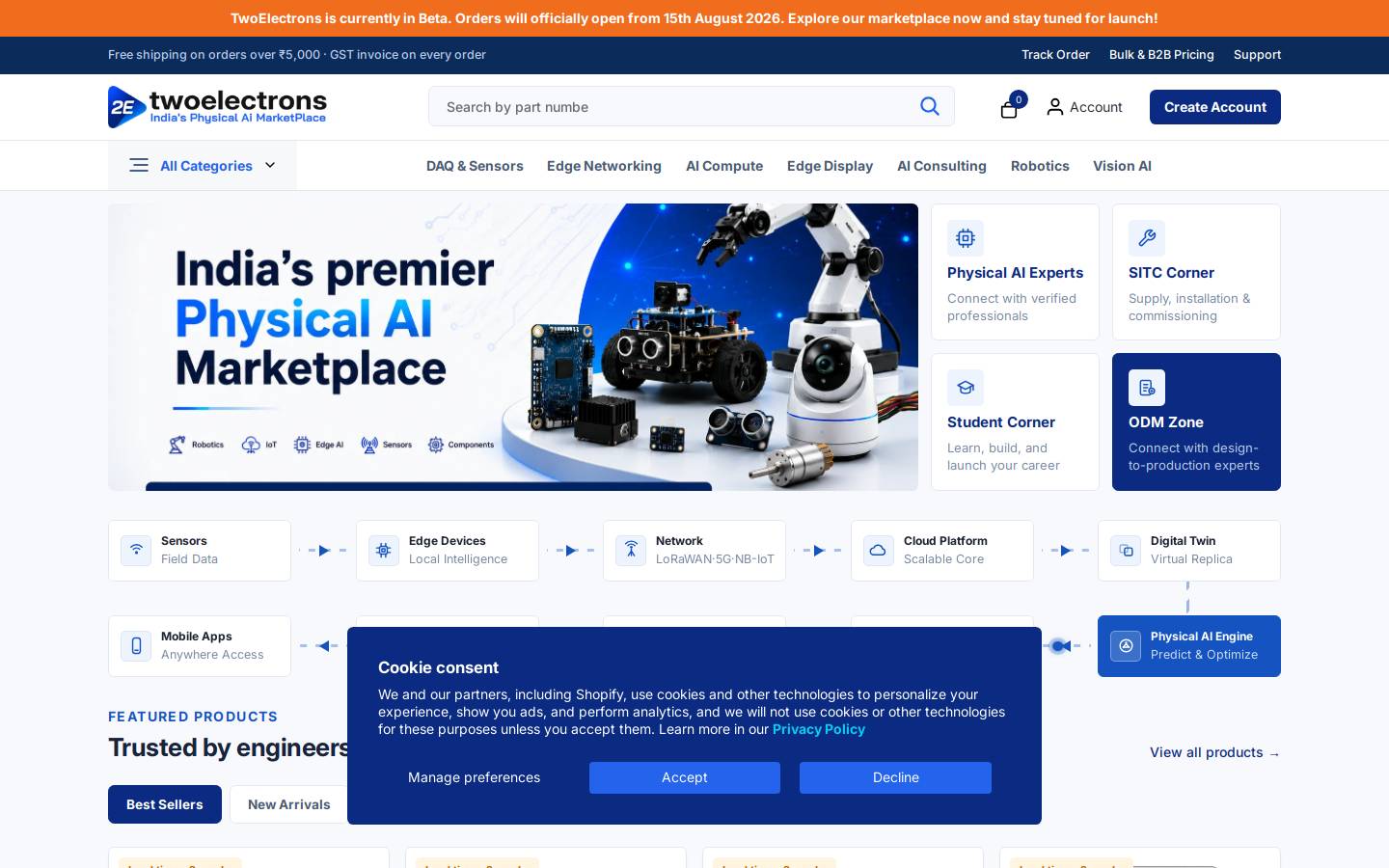 twoelectrons.com homepage screenshot