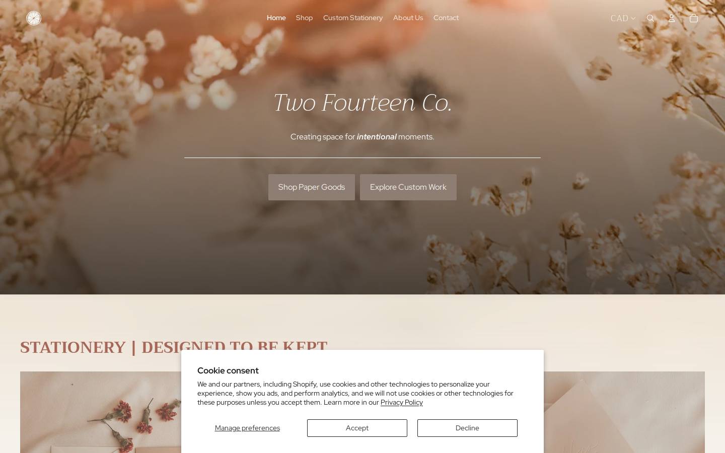 twofourteen.ca homepage screenshot