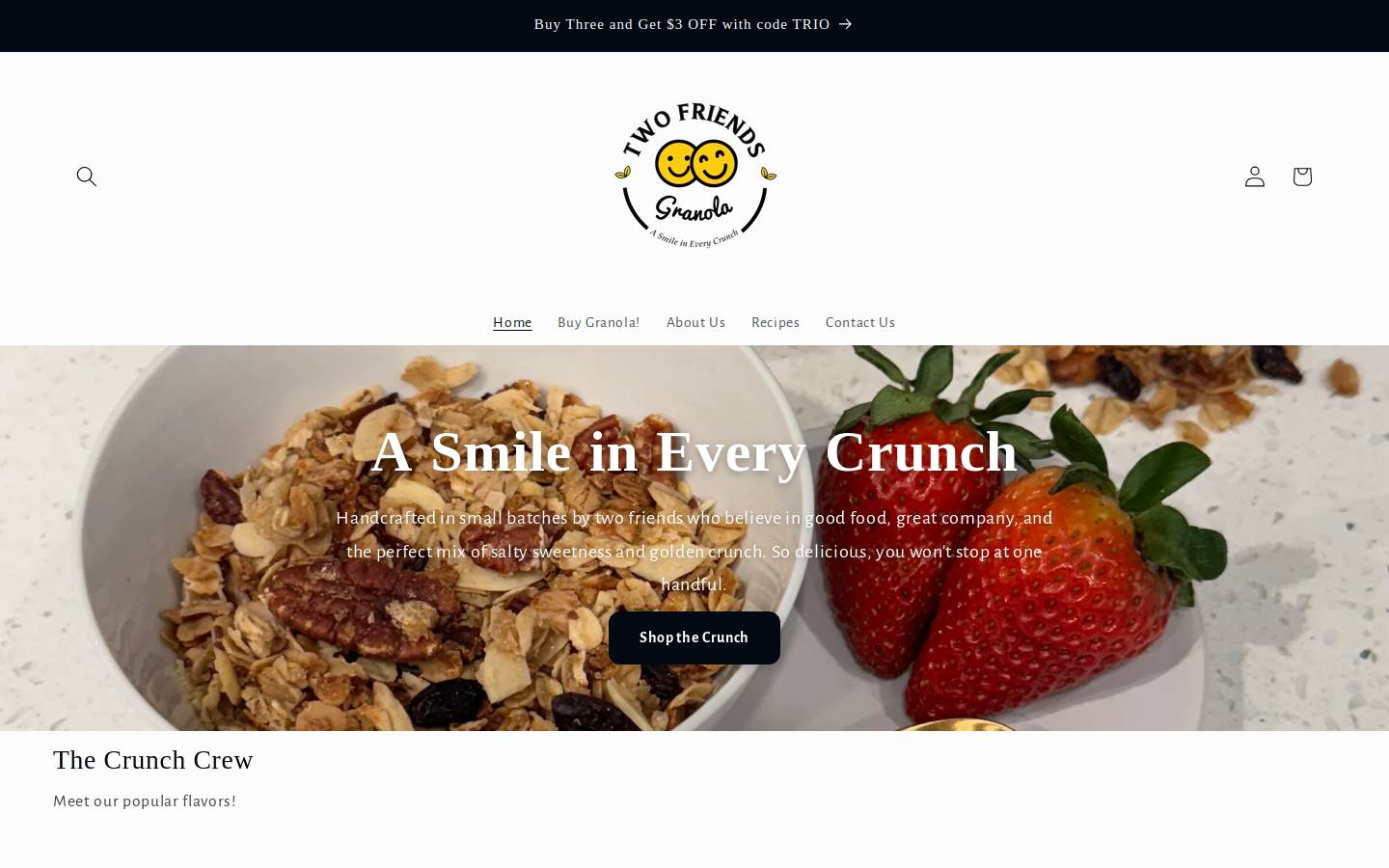 twofriendsgranola.com homepage screenshot