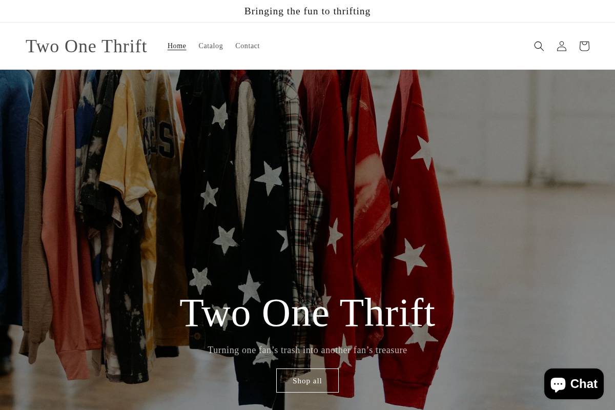 twoonethrift.shop homepage screenshot