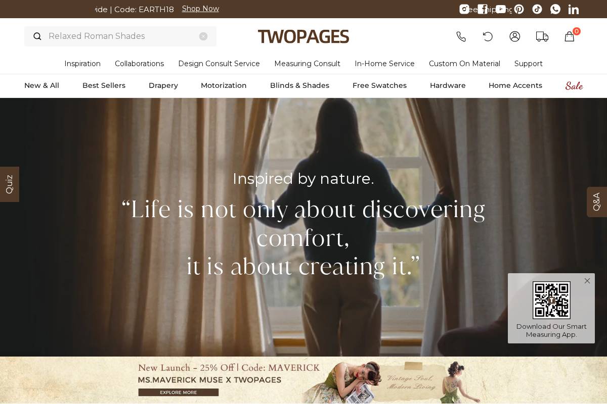 twopagescurtains.com homepage screenshot