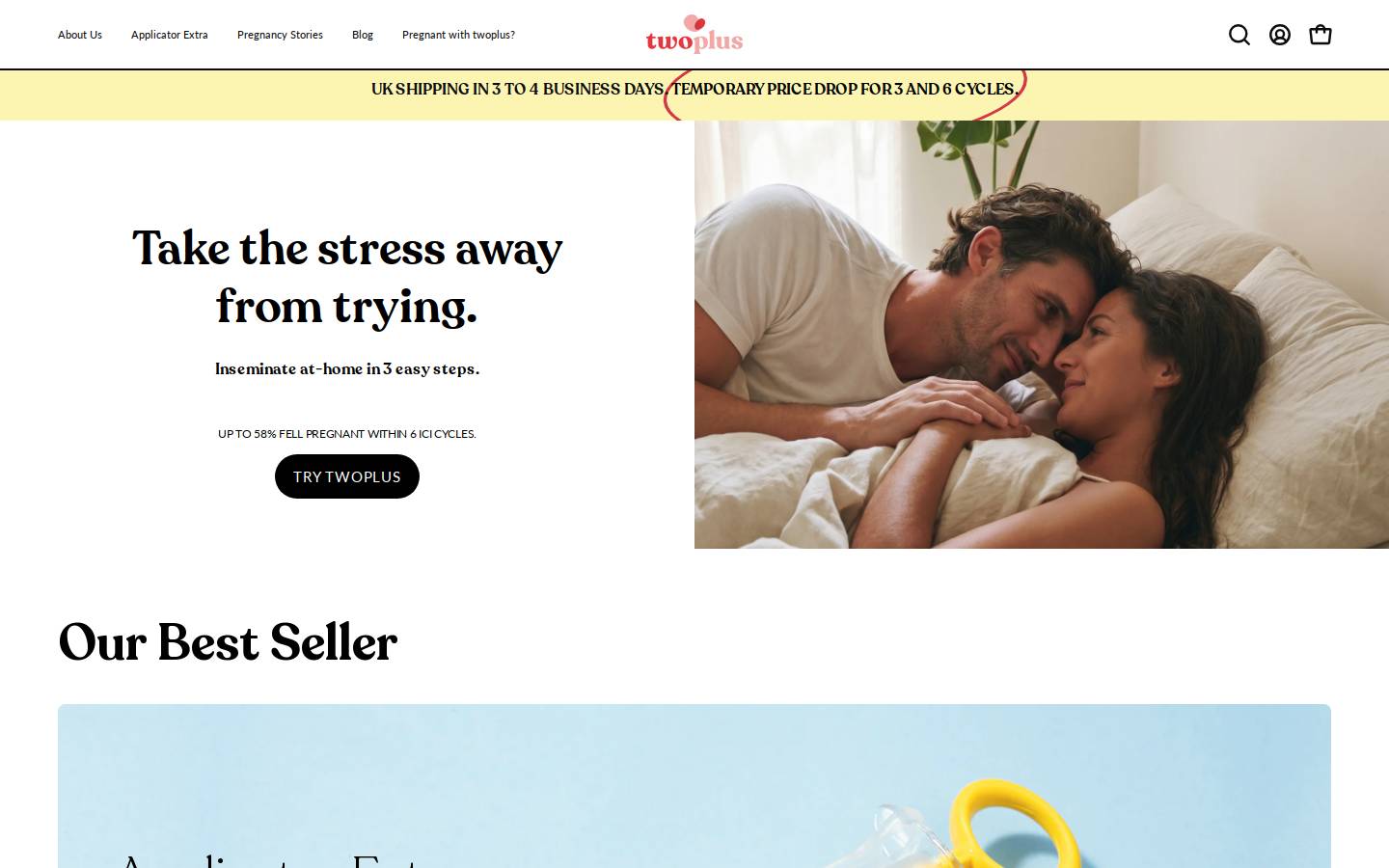 twoplusfertility.com homepage screenshot