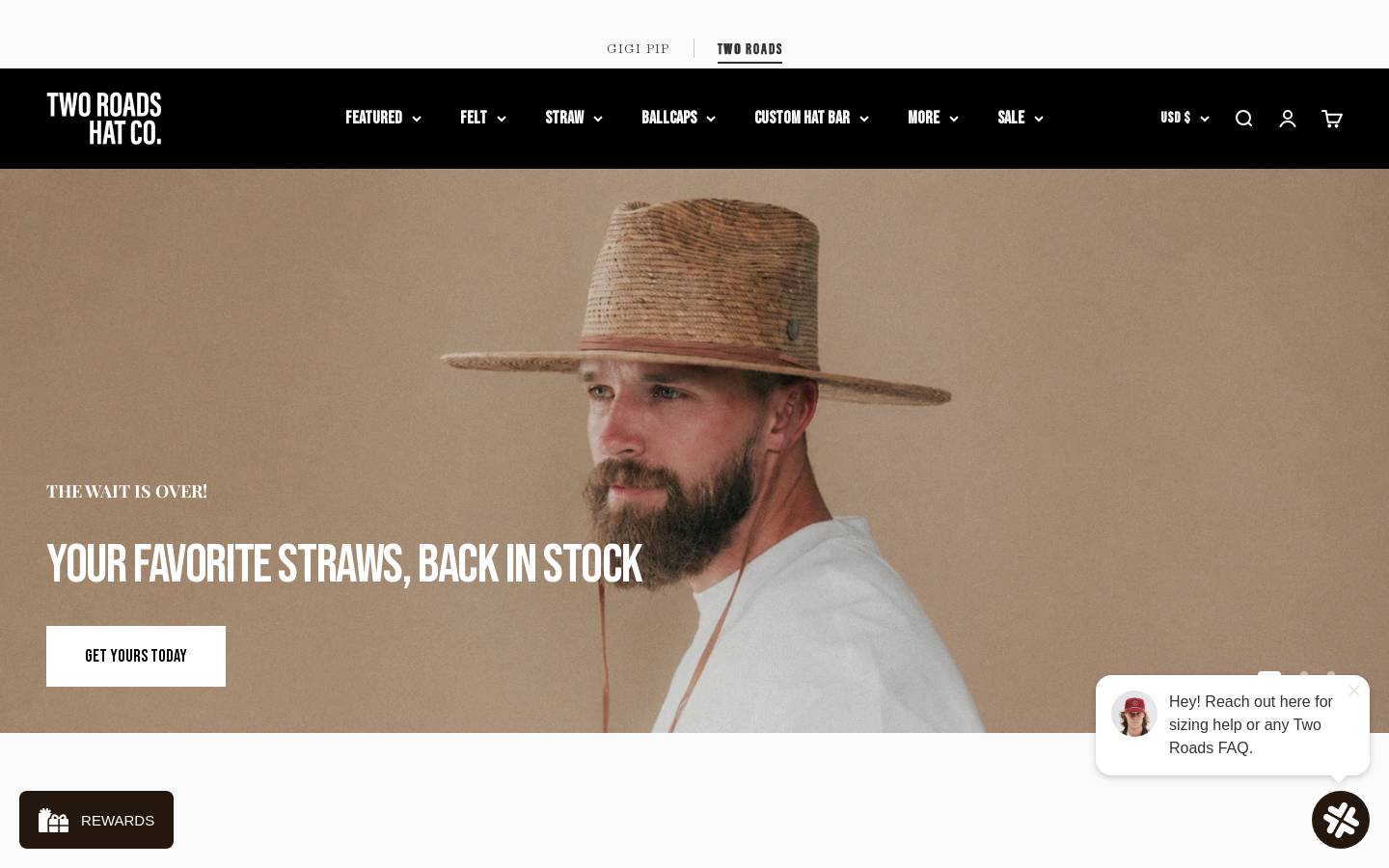 tworoadshatco.com homepage screenshot