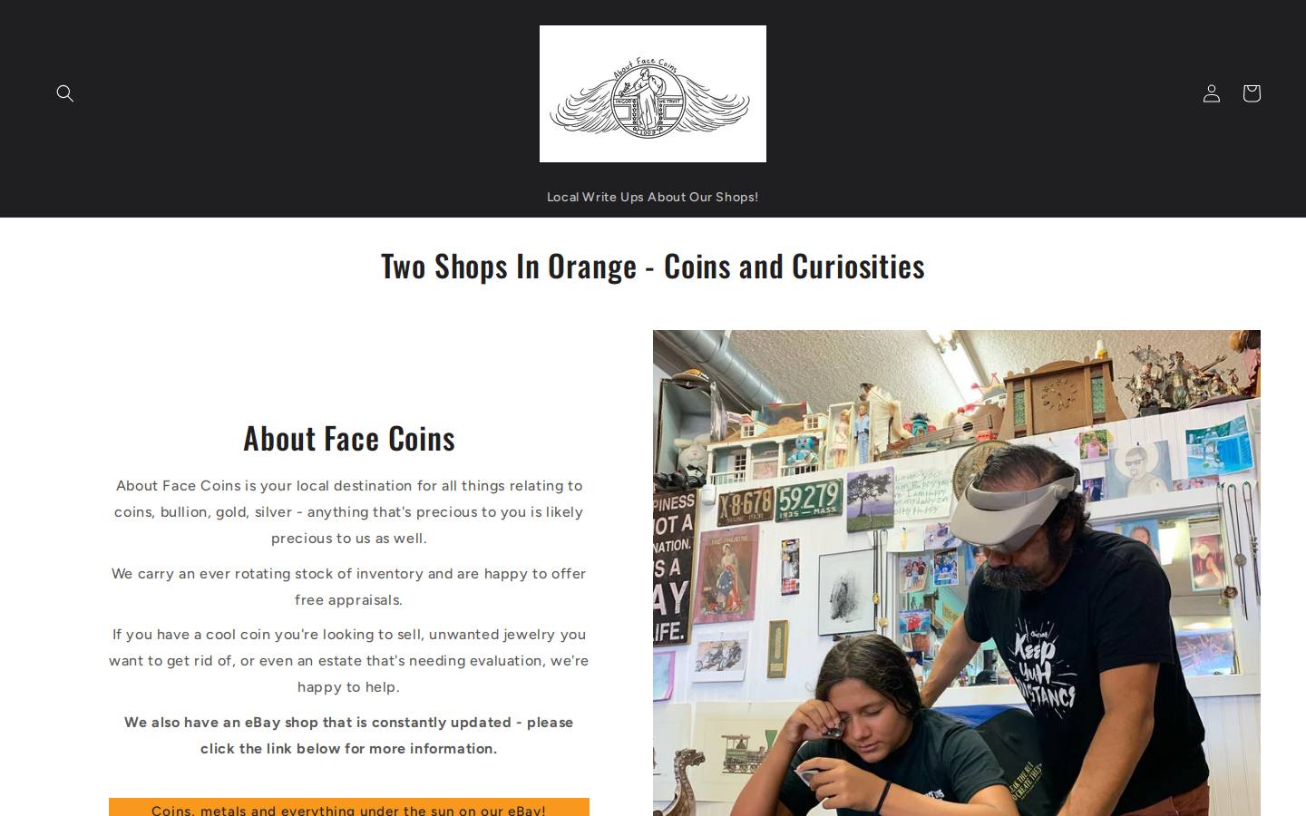 twoshopsinorange.com homepage screenshot