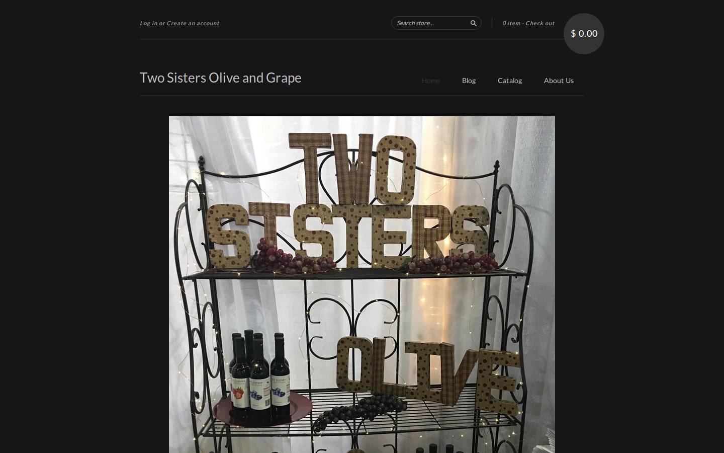 twosistersoliveandgrape.com homepage screenshot