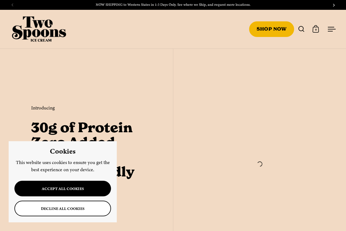 Two Spoons Creamery homepage screenshot