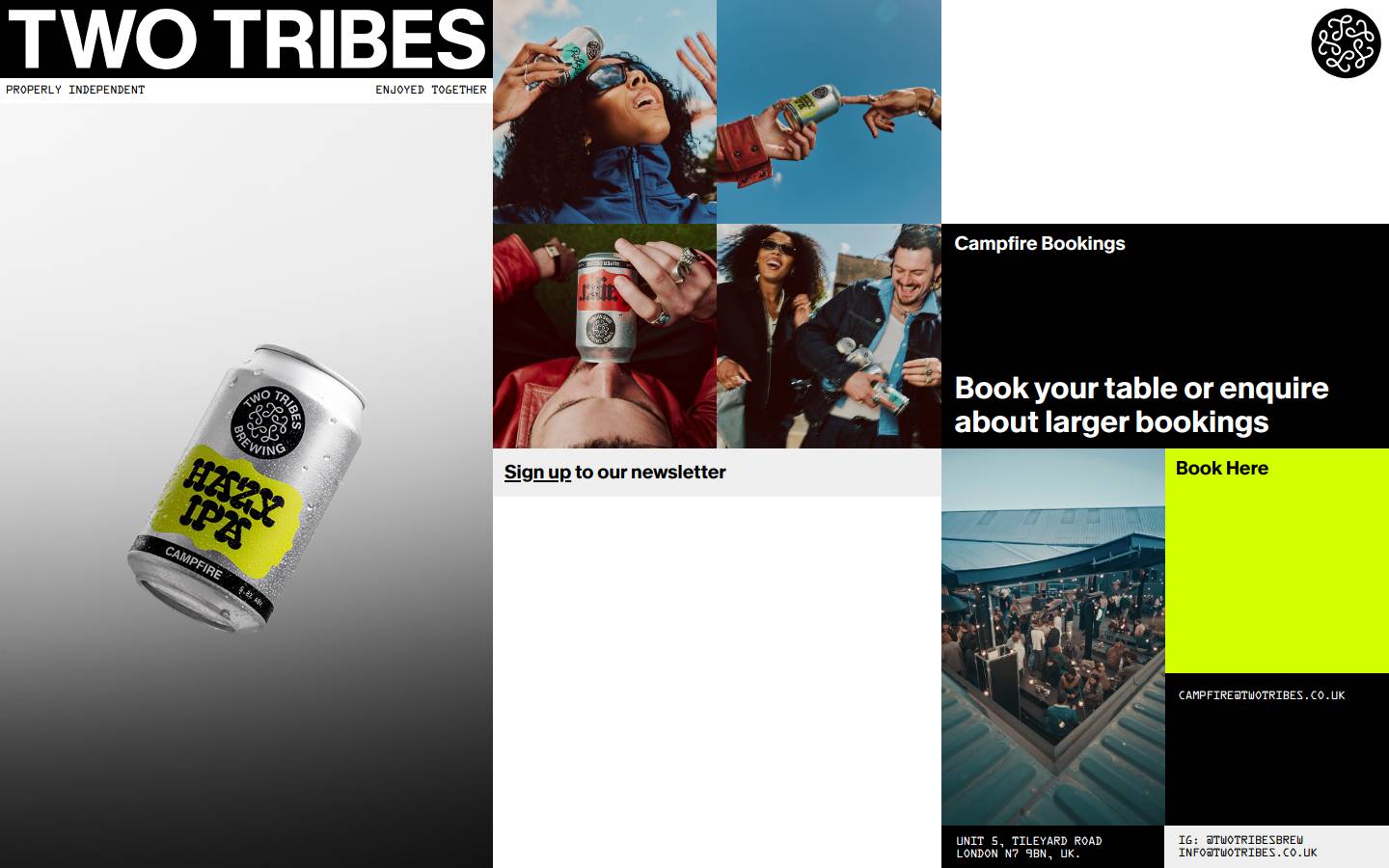 Twotribes homepage screenshot