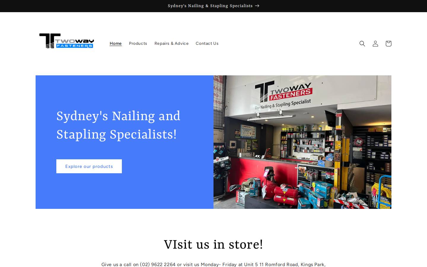 twowayfasteners.com.au homepage screenshot