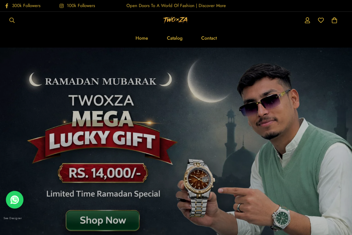 twoxza.store homepage screenshot