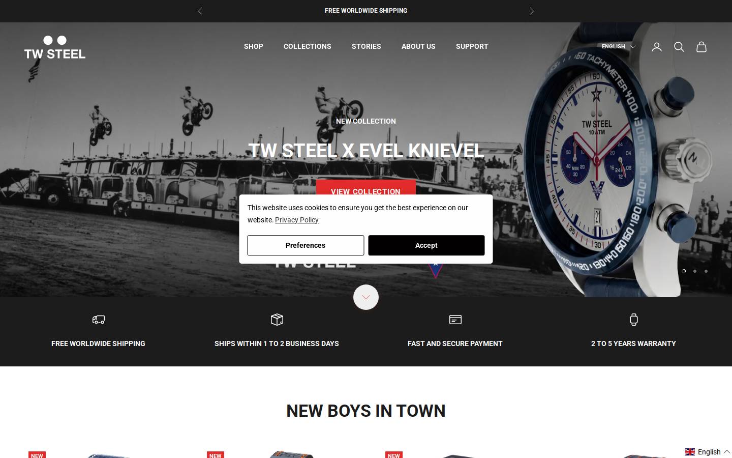 TW Steel homepage screenshot