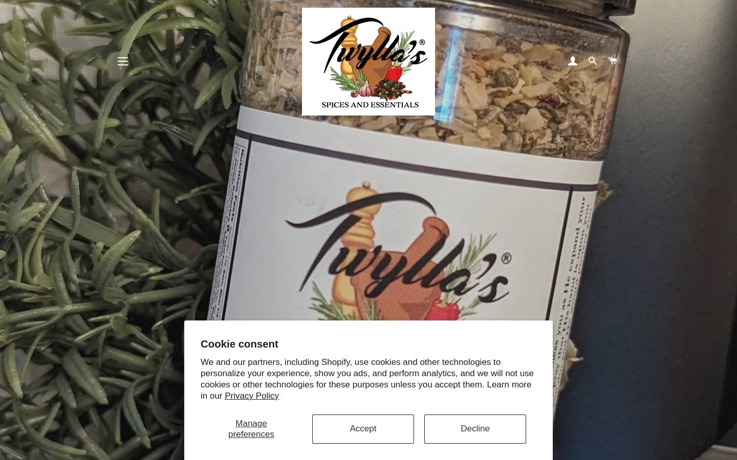 twyllasspices.com homepage screenshot