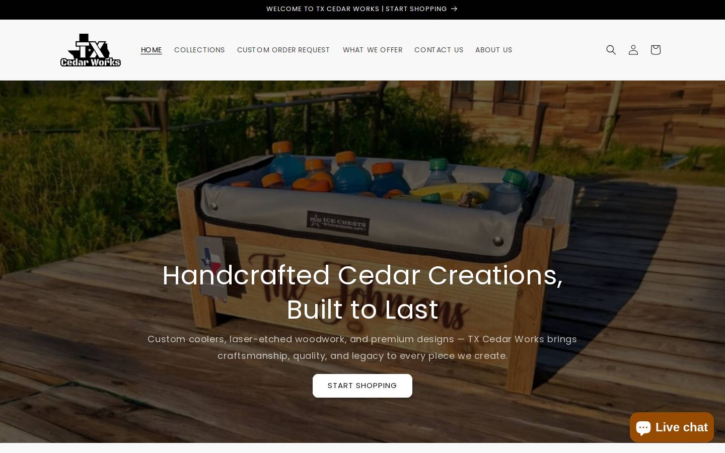 txcedarworks.com homepage screenshot