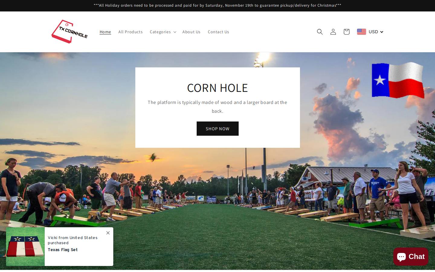 txcornhole.com homepage screenshot