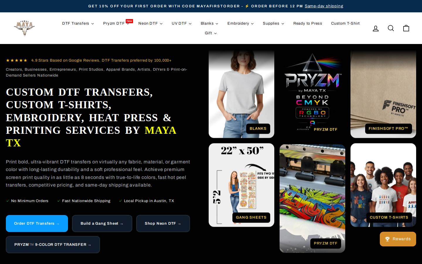MAYA TX homepage screenshot