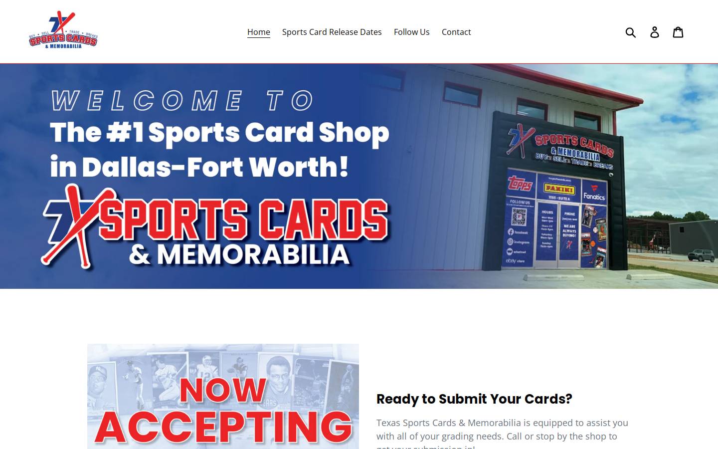 txsportscards.com homepage screenshot