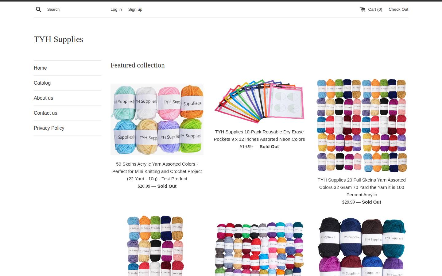 tyhsupplies.com homepage screenshot