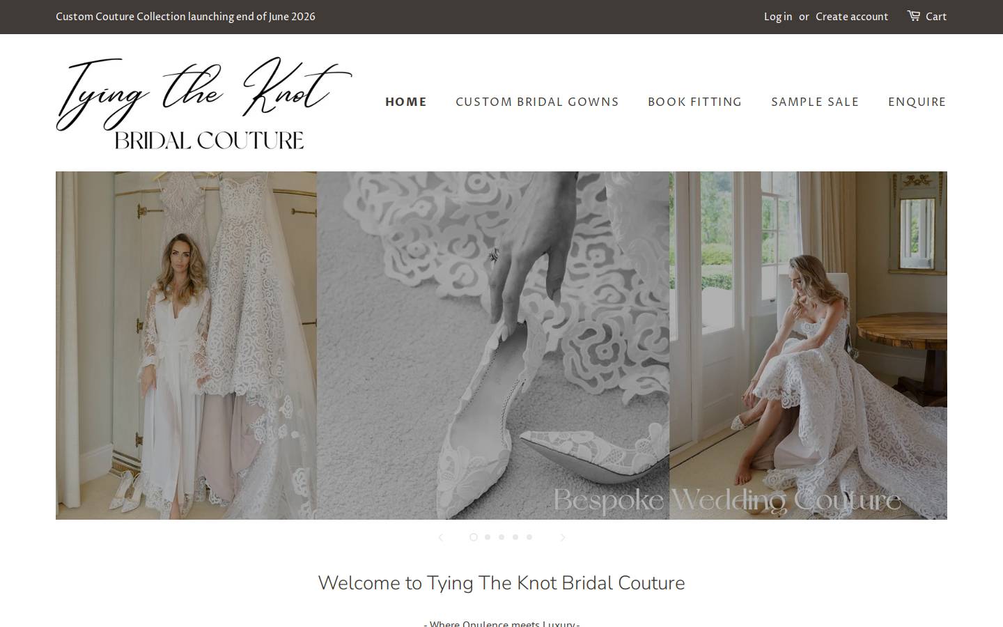 Tying The Knot Bridal Boutique homepage screenshot
