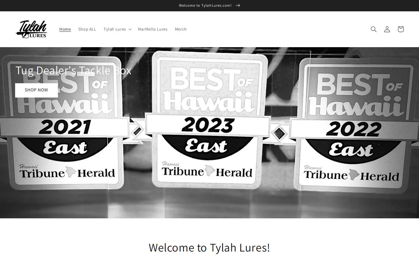 tylahlures.com homepage screenshot