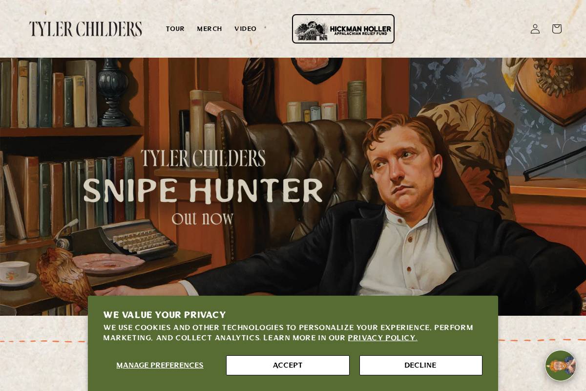 tylerchildersmusic.com homepage screenshot
