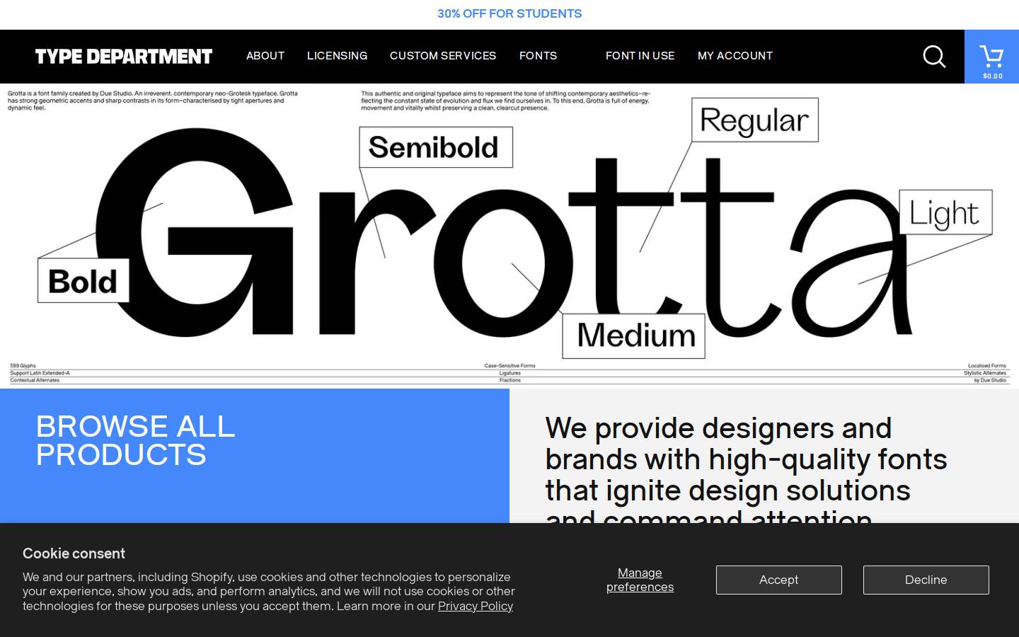 type-department.com homepage screenshot