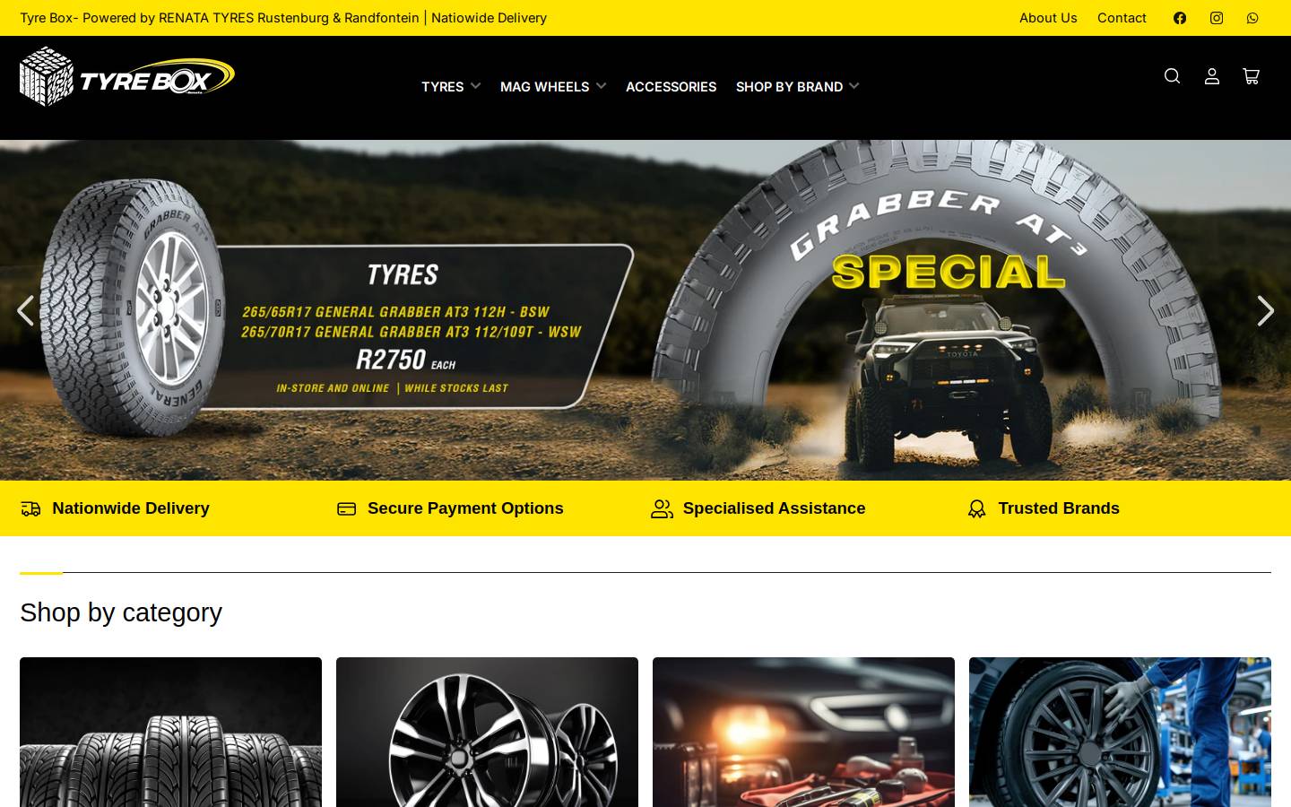 tyrebox.co.za homepage screenshot
