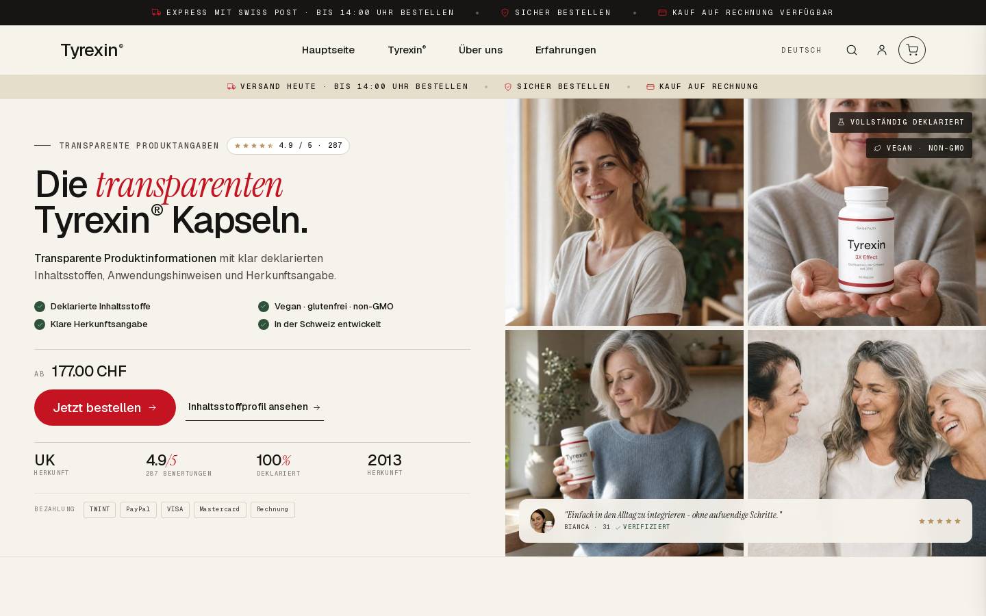 Tyrexin homepage screenshot