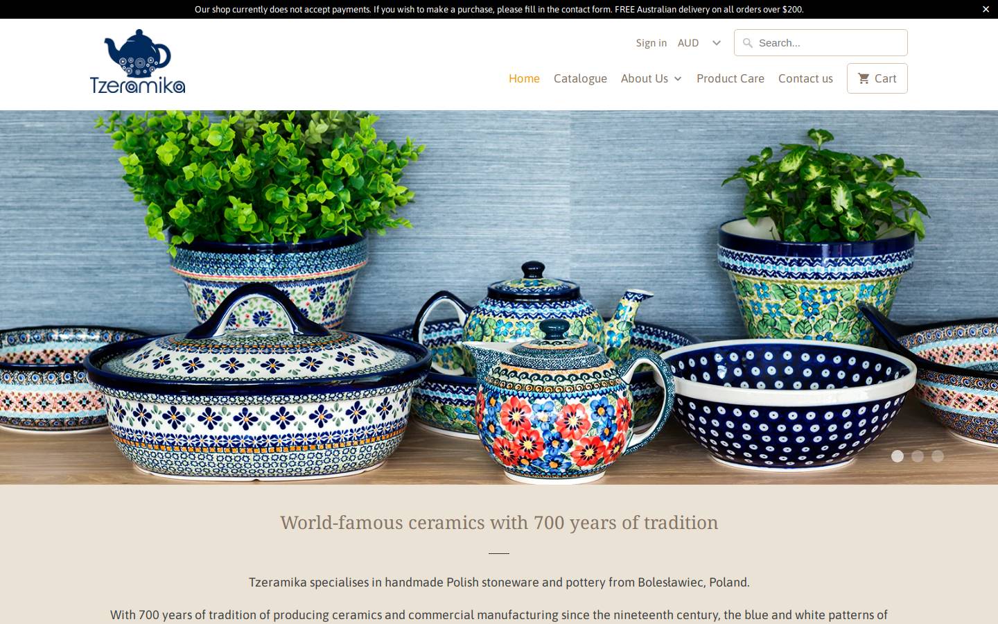 tzeramika.com.au homepage screenshot