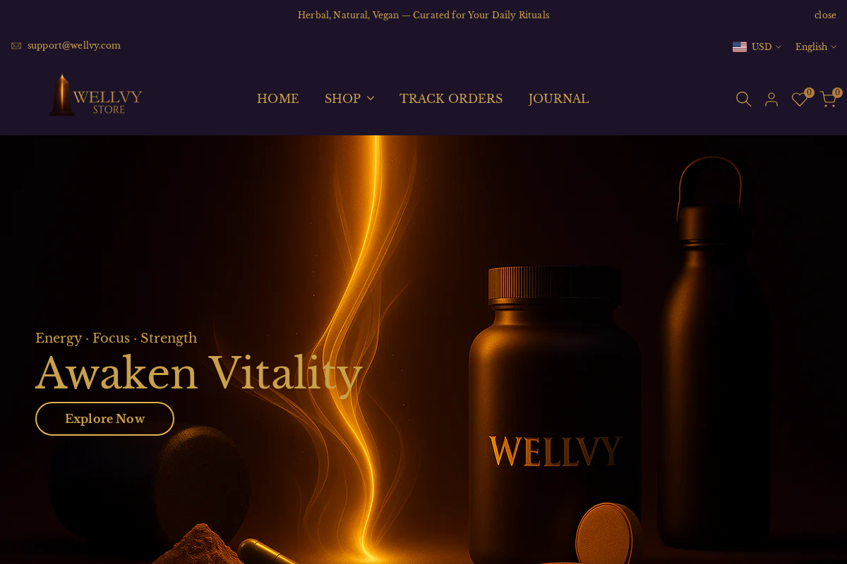 wellvy store homepage screenshot