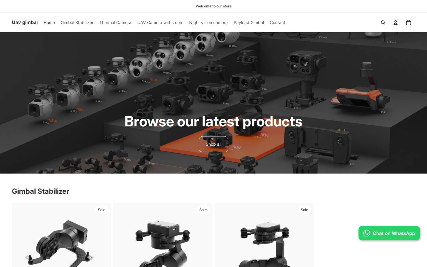 uavgimbal.com homepage screenshot