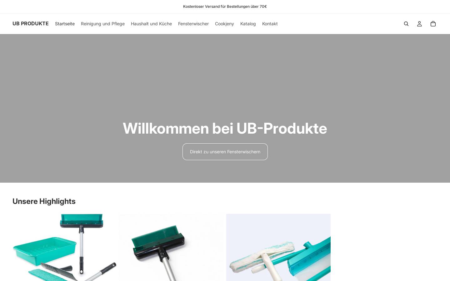 ub-produkte.de homepage screenshot
