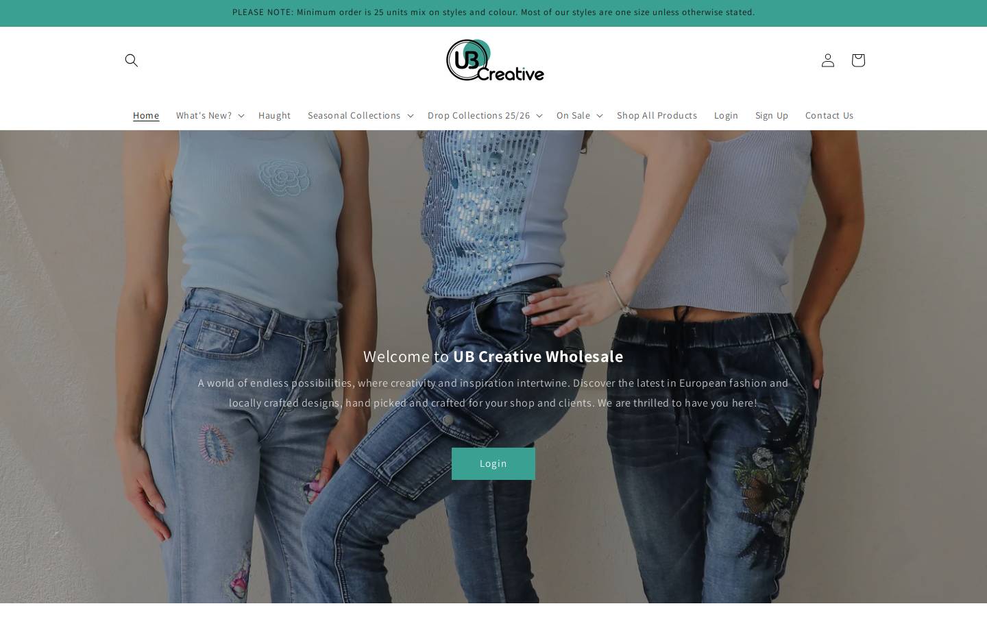 ubcreativewholesale.co.za homepage screenshot